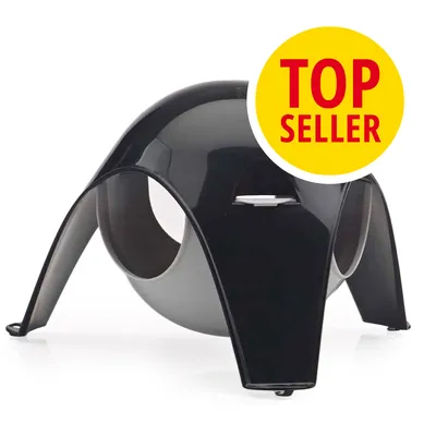 Schwarzes modernes Haustierhaus mit gelbem Kreis und rotem Text 'Top Seller'.