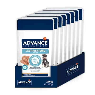 Advance Veterinary Diets Gastroenteric Mini <10kg med kyckling, stödjer tarmhälsan, 1,2 kg (8 x 150 g).