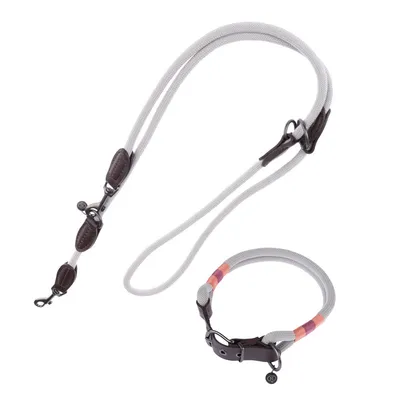 Nomad Tales Spirit Set: Halsband + riem, stone - Maat S + 200 cm lijn Nomad Tales Spirit Set: Halsband + riem, stone - Maat S + 200 cm lijn