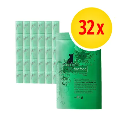 Cat finefood N°15 Huhn und Fasan, 32 x 85g. Feinkost für Katzen ohne Konservierungsstoffe, Farbstoffe oder Geschmacksverstärker, garantiert gentechnikfrei.
