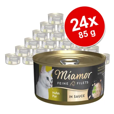 Miamor Feine Filets in Sauce, Pure Chicken, 24 x 85g. Light meat fillets packed with sauce.