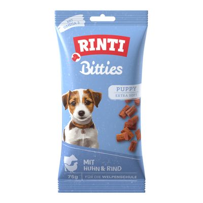 RINTI Extra Bitties Puppy výhodné balení 8 x 75 g (kuřecí & hovězí)