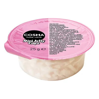 Cosma Pure Love Mini Jelly Cups, συμπληρωματική τροφή για ενήλικες γάτες, 25g.