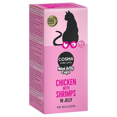 Cosma Mini Jelly Cups, 6 x 25 g Kurczak/krewetki