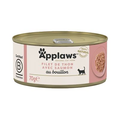 Applaws Natural Cat Food, poisson de l'océan en bouillon, boîte de 70g, 100% ingrédients naturels, Certified B Corporation, lot de 24.