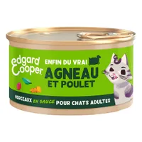 Edgard & Cooper Adult Morceaux en sauce sans céréales 6 x 85 g pour chat - agneau, poulet