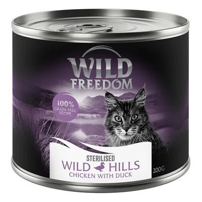 Wild Freedom Sterilised Wild Hills, csirke kacsával, 200 g konzerv, 100% gabonamentes recept.