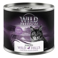 Wild Freedom Adult Sterilised 12 x 200 g - gabonamentes receptúra - Wild Hills Sterilised - kacsa & csirke