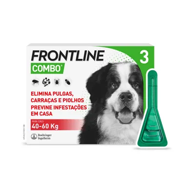 Frontline® Combo Spot-on pipetas para cães XL (40 a 60 kg) - 3 pipetas x 4,02 ml Frontline® Combo Spot-on pipetas para cães XL (40 a 60 kg) - 3 pipetas x 4,02 ml