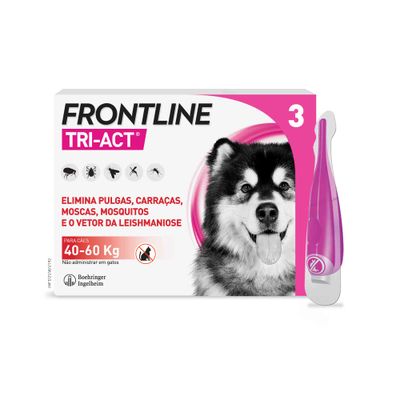 Frontline® Tri-Act pipetas para cães de 40 a 60 kg 3 pipetas x 6 ml