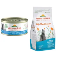 6 x 70g Almo Nature Wet Cat Food + 400g Dry Cat Food - 30% Off! * - HFC Atlantic Tuna - Natural (6 x 70g) + Adult Holistic Maintenance - Oily Fish & Rice (400g)