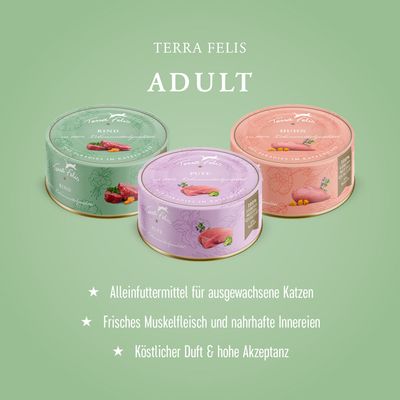 Terra Felis Lachs & Huhn in 100% Lebensmittelqualität, 200g. 100% Lebensmittelqualität aller Rohstoffe.