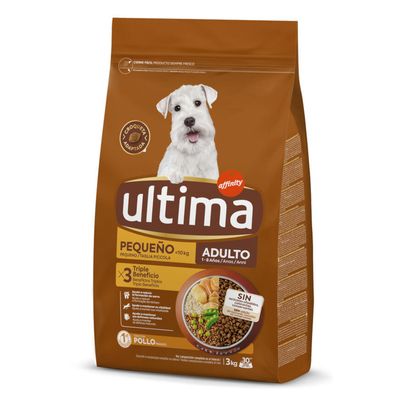 Ultima Adult Small Mini <10kg csirkével, 3kg. Segít csökkenteni a fogkőképződést. 1. összetevő: csirke.