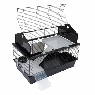 TIAKI Cage pour petits animaux Maisonnette 100 - L 96 x l 57 x H 73 cm