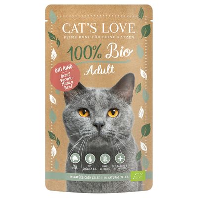 Cat's Love Bio 12 x 100 g – výhodné balení hovězí