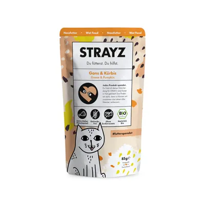 STRAYZ BIO Pouch Saver Pack 12 x 85g - Organic Salmon & Organic Broccoli