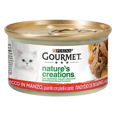 Gourmet Nature's Creations 24 × 85 g – výhodné balení hovězí s hráškem a mrkví