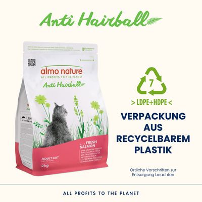Almo Nature Functional Anti Hairball mit Lachs - Sparpaket: 2 x 2 kg