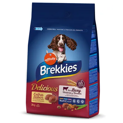 Affinity Brekkies Delicious Extra Sabor mit Rind, Gemüse und Getreide. Ohne künstliche Farbstoffe. NutriExcel Formel. Verpackung 3kg.