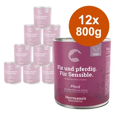 Økonomipakke Herrmann's Meny Sensitive økologisk 12 x 400 g / 800 g