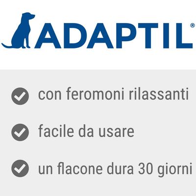 ADAPTIL con feromoni rilassanti, facile da usare, un flacone dura 30 giorni