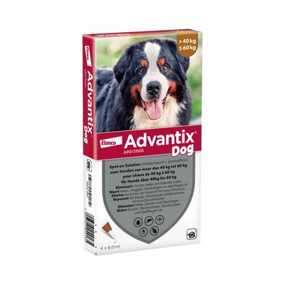 Advantix® très grand chien, de 40 kg à 60 kg 4 mois de protection (4 pipettes)