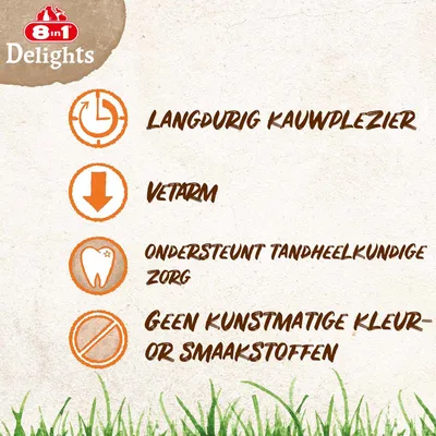 8in1 Delights kauwsnack kip - Dubbelpak: 2 x 80 g