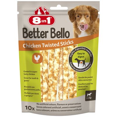 8in1 Better Bello Bâtonnets de poulet torsadés pour chien