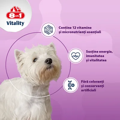 8in1 Vitality Tablete cu multivitamine pentru rase mici - 70 tablete