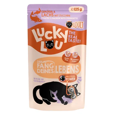 Lucky Lou Adult 16 x 125g - cat wet food - Poultry & Salmon