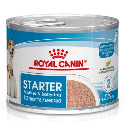 Royal Canin Starter Mother & Babydog 1–2 months, Ultra Soft Mousse, No Preservatives, Stage 2.