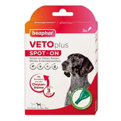 beaphar VETOplus SPOT-ON für mittelgroße Hunde Sparpaket: 6 Pipetten x 2 ml
