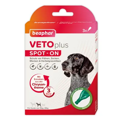 beaphar VETOplus SPOT-ON für mittelgroße Hunde - 3 Pipetten x 2 ml beaphar VETOplus SPOT-ON für mittelgroße Hunde - 3 Pipetten x 2 ml