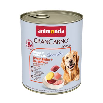 Animonda GranCarno Sensitiv Adult, Reines Rind + Kartoffeln. Mit leckerer Rinderbrühe hergestellt, 100% frische Zutaten, ohne Getreide, ohne Gluten, Made in Germany.
