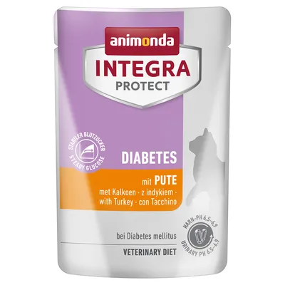 animonda INTEGRA PROTECT DIABETES mit PUTE, steady glucose, with Turkey, bei Diabetes mellitus, VETERINARY DIET, HARN-PH 6.5–6.9, sachet pour chat visible