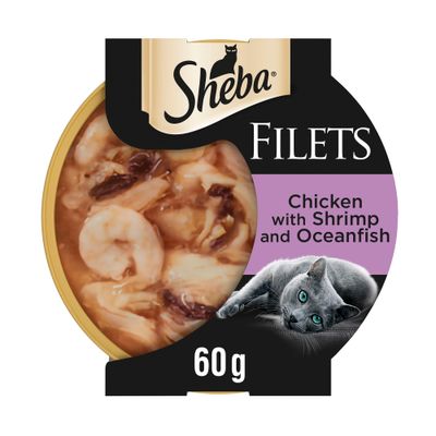 Sheba Fillets in Gravy Trays Chicken, Shrimp & Ocean Fish (32 x 60g)
