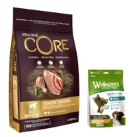 10 kg Wellness Core + passender Snack zum Sonderpreis! - Senior Original + Soft Snack Größe M (14 Stück)
