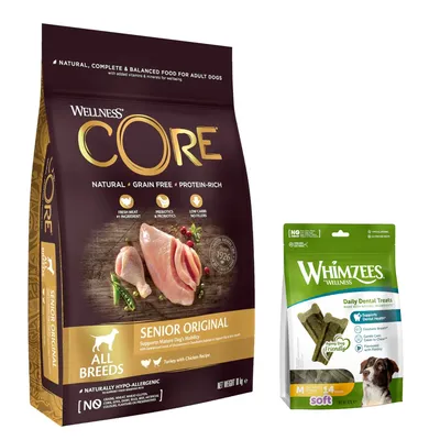 10 kg Wellness Core + passender Snack zum Sonderpreis! - Senior Original + Soft Snack Größe M (14 Stück) 10 kg Wellness Core + passender Snack zum Sonderpreis! - Senior Original + Soft Snack Größe M (14 Stück)