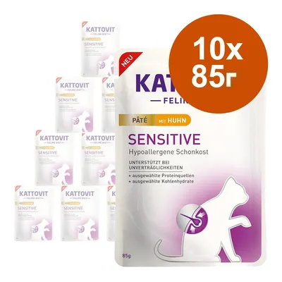 Kattovit Feline Diet Sensitive пастет с пиле, хипоалергенна щадяща храна, подпомага при поносимости, 10x85 г, подбрани източници на протеини и въглехидрати. Kattovit Feline Diet Sensitive пастет с пиле, хипоалергенна щадяща храна, подпомага при поносимости, 10x85 г, подбрани източници на протеини и въглехидрати.