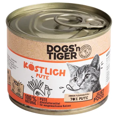 Dogs'n Tiger Adult Cat 6 x 200 g - Γαλοπούλα