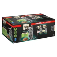 Sheba Kitten Variazioni Buste 80 x 85 g Umido per gatto - Squisite varietà in salsa (salmone, pollo)
