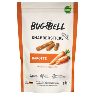 BugBell, pałeczki do gryzienia, marchewkowe - 4 x 60 g