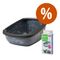 Bac à litière à haut rebord Savic Aseo XXL pour chat Starterset: Toilette grau marmoriert/schwarz+ 6 Bag it up