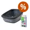 Bac à litière Savic Aseo Jumbo Marble pour chat kit de démarrage : bac à litière gris marbré / noir + 6 sacs à litière Savic Jumbo Bag it Up