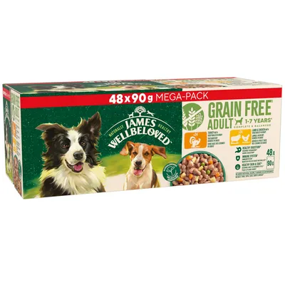 James Wellbeloved Adult Hypoallergenic Grain Free Pouches - Mixed Selection - 48 x 90g James Wellbeloved Adult Hypoallergenic Grain Free Pouches - Mixed Selection - 48 x 90g