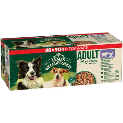 James Wellbeloved Adult Hypoallergenic Pouches - Lamb & Chicken with Rice - 48 x 90g