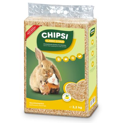 Chipsi Citrus kvalitetsstrøelse til kæledyr, 3,2 kg, med frisk citronduft, støvfri, naturlige plantefibre, stærk lugtbindende, 100% komposterbar.