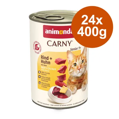 Výhodné balenie animonda Carny Senior 24 x 400 g - hovädzie mäso + kuracie mäso so syrom