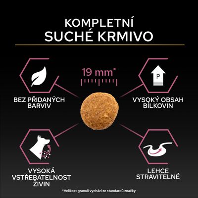 Trockenfutter pro psy s vysokým obsahem bílkovin, s kuřecím masem, bez obilovin, vhodné pro citlivé psy, podporuje zdravé trávení, <strong>k dispozici v balení 1, 5 kg</strong> a 12, 5 kg.