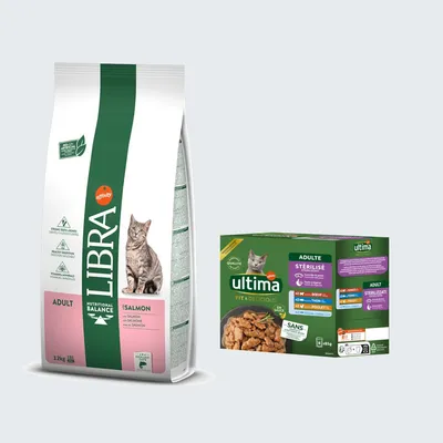 Affinity Libra 12 kg pienso + Ultima Sterilised 8 x 85 g sobres ¡gratis! - Adult con salmón (12 kg) + Ultima Sterilised Mix II (8 x 85 g) Affinity Libra 12 kg pienso + Ultima Sterilised 8 x 85 g sobres ¡gratis! - Adult con salmón (12 kg) + Ultima Sterilised Mix II (8 x 85 g)